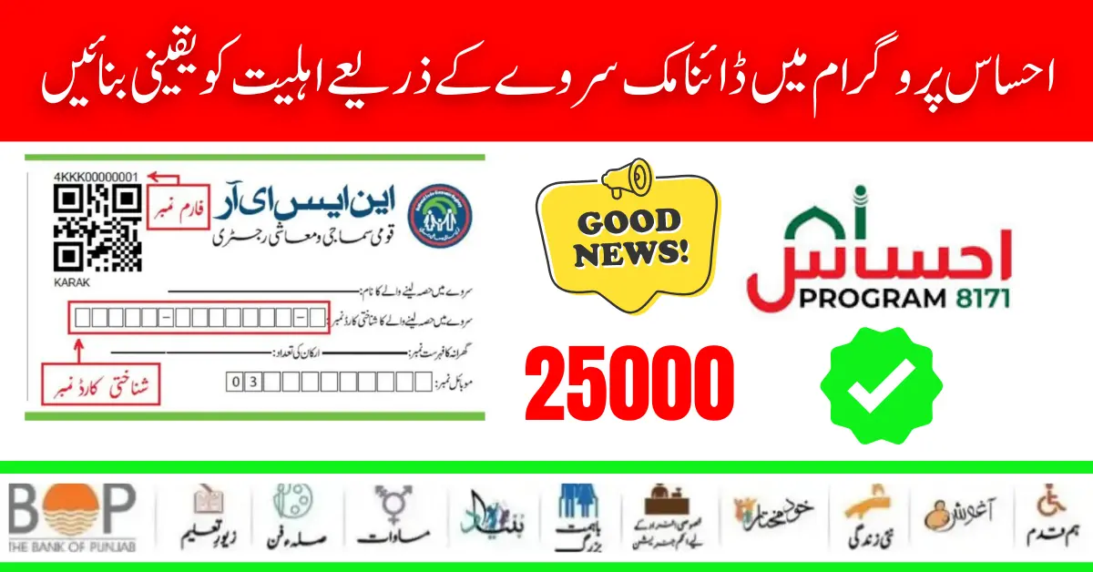 Ehsaas Program 25000 Online Registration Start Through Dynamic Survey for Eligible Families